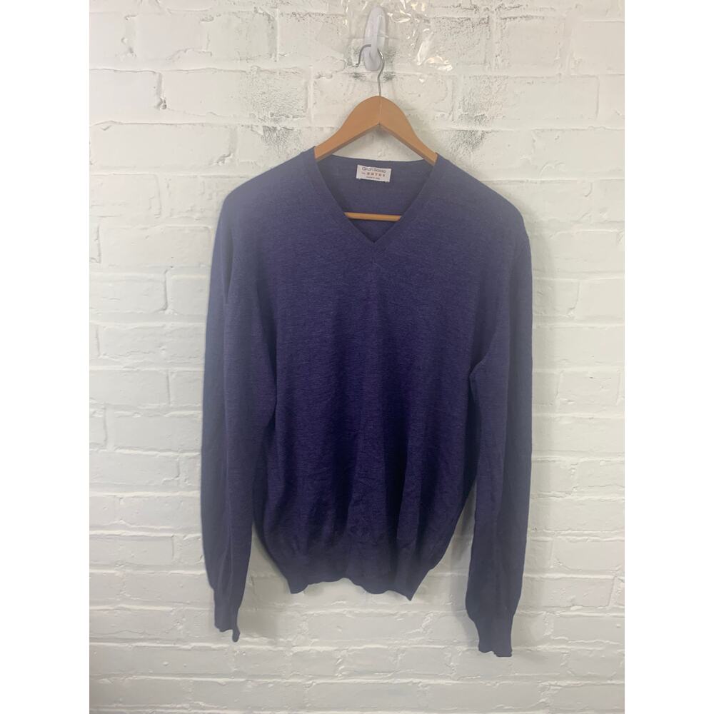 Gran Sasso Men's Wool Blend V-Neck Pullover Sweater Purple Size Small